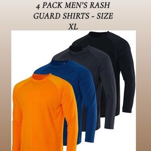 Men’s NEW Real Essentials 4 Pack Rashguard Dry-Fit Long Sleeve Shirts Size XL